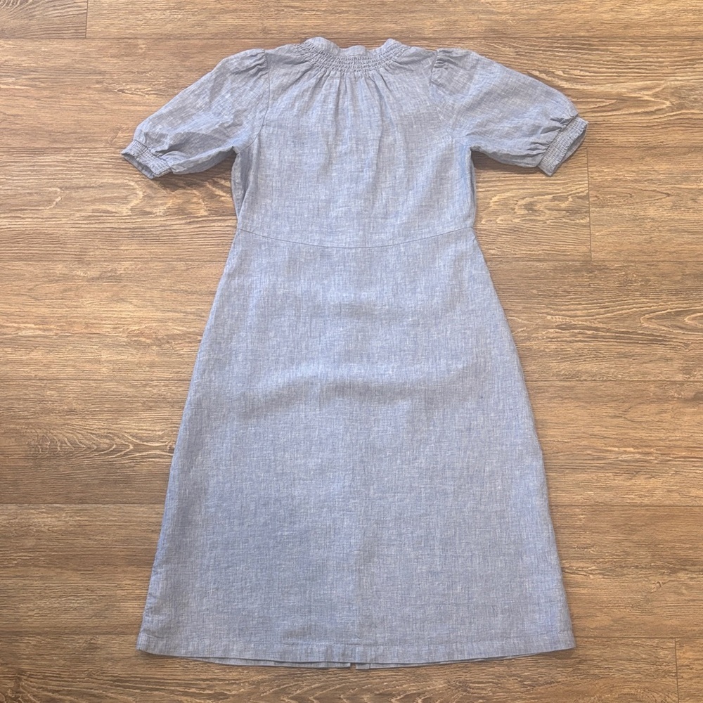 Boden Light Blue Linen Button-Front Midi Dress - Picture 14 of 15